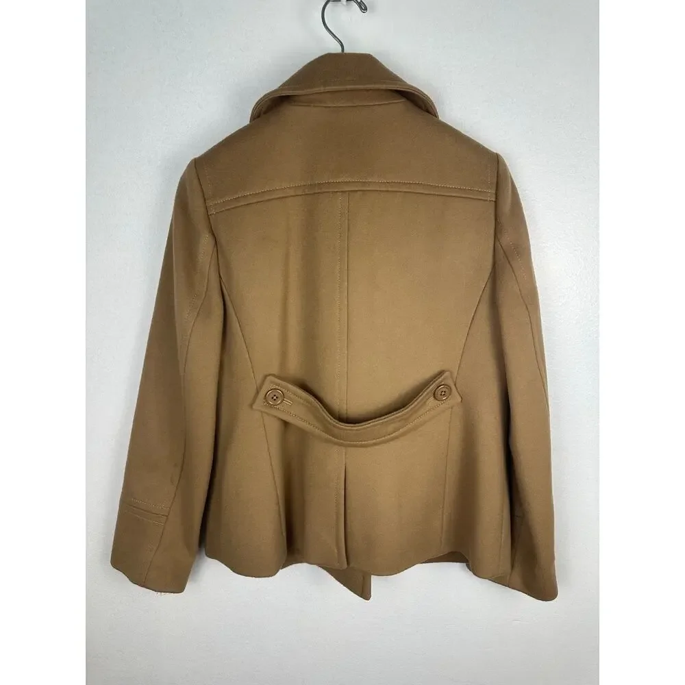 J. Crew women's classic double-breasted pea coat in a camel/tan wool Size 12
